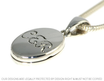 Engraved handfinished Sterling silver locket