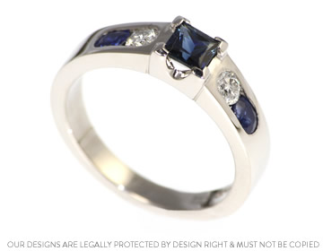 Diamond and sapphire engagement ring