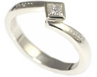 princess cut 0.17ct h si diamond and 9ct white gold engagement ring