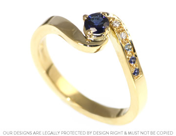 Dhayalinie's sapphire twist style engagement ring