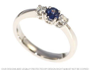 Sheena's blue sapphire and diamond engagement ring