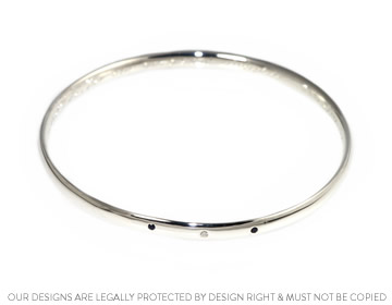 Unique Sterling Silver, diamond and sapphire bangle