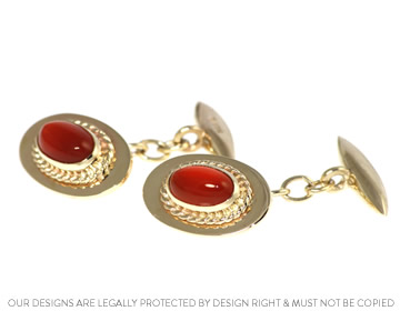 Colin's bespoke 9ct yellow gold carnelian bullet back cufflinks 