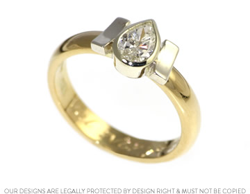 Glenys' yellow gold and white gold pear shaped diamond ring