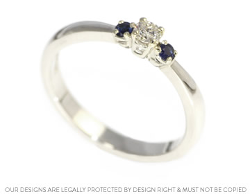 Megan's beautifully delicate three stone ring