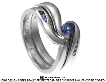 Carys's beautiful palladium sapphire and diamond wedding ring