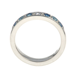 striking diamond, topaz and aquamarine 9ct white gold eternity ring