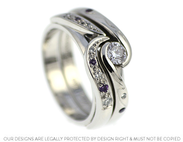 Katrina's amethyst and diamond wave inspired wedding ring