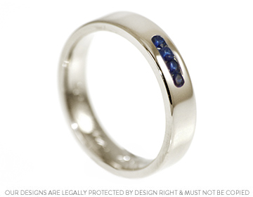 Olivia's silver and blue sapphire wedding ring