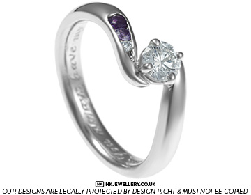 Robert's surprise diamond and amethyst white gold engagement ring