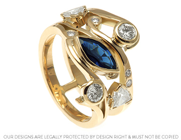 Anita yellow gold, sapphire and diamond dress ring