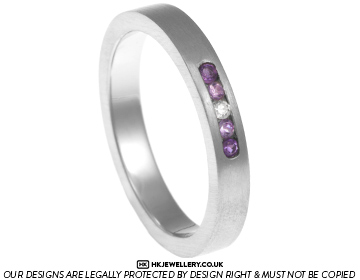 Katie's bespoke platinum diamond and amethyst eternity ring