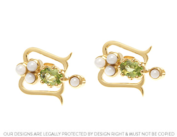 Helen's bespoke Peridot and Pearl earrings