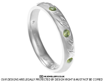 Nicky's beautiful peridot and white gold wedding ring