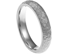 mike's 18ct white gold wedding band with a hammered and satin finish