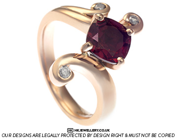 Jane's beautiful garnet, diamond and rose gold dress ring