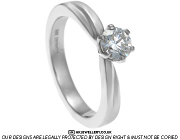 Mobius twist inspired solitaire 0.49ct HSI1 diamond engagement ring