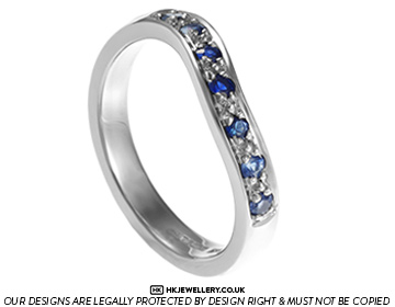 Alison's palladium and sapphire wave inspired eternity ring