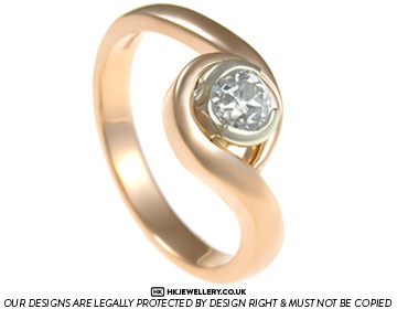 Striking rose gold diamond twist engagement ring