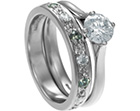 yvonne's green sapphire and diamond palladium wedding ring