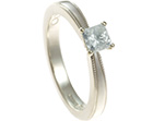 marie's princess cut diamond tapered white gold engagement ring