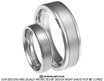 Matt's palladium wedding ring with engraved lines