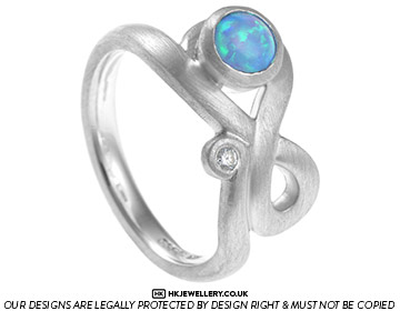 Bespoke Sterling silver 40th birthday opal dress ring