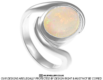 Stunning Sterling silver twist opal ring