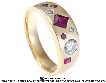 Dorothy's 9ct yellow gold ruby and diamond eternity ring