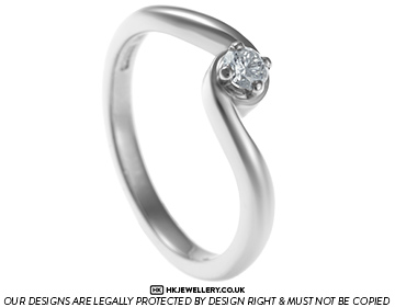 Delicate twist style diamond and palladium engagement ring