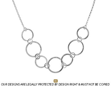 Sterling silver brush finished circles necklace