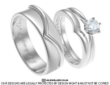 Stephane and Jenny's matching wishbone wedding rings