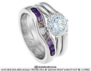 Jo's colourfully graduated amethyst, diamond and topaz eternity ring