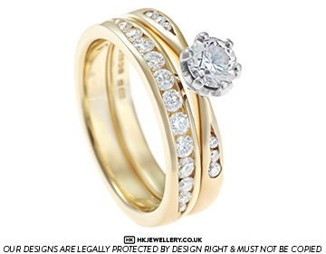 Sophie's 9ct yellow gold tapering channel set diamond wedding rin