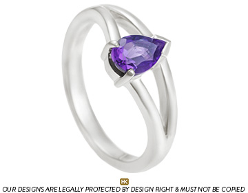 Jenny's pear cut amethyst engagement ring