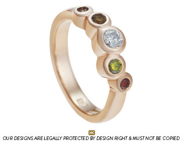 Stunning contemporary 0.35ct multi-coloured diamond ring