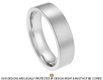 Palladium wedding ring with a reverse D profile and a satinised finish