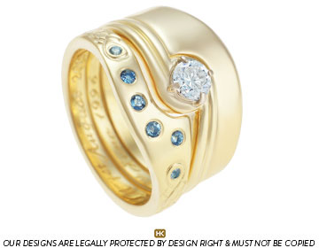 Sharon's 18ct yellow gold and aquamarine eternity ring