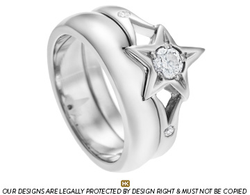 Louise's palladium ring with star cut detail 