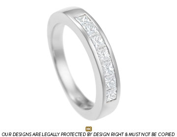 Palladium eternity ring with princess cut diamonds 
