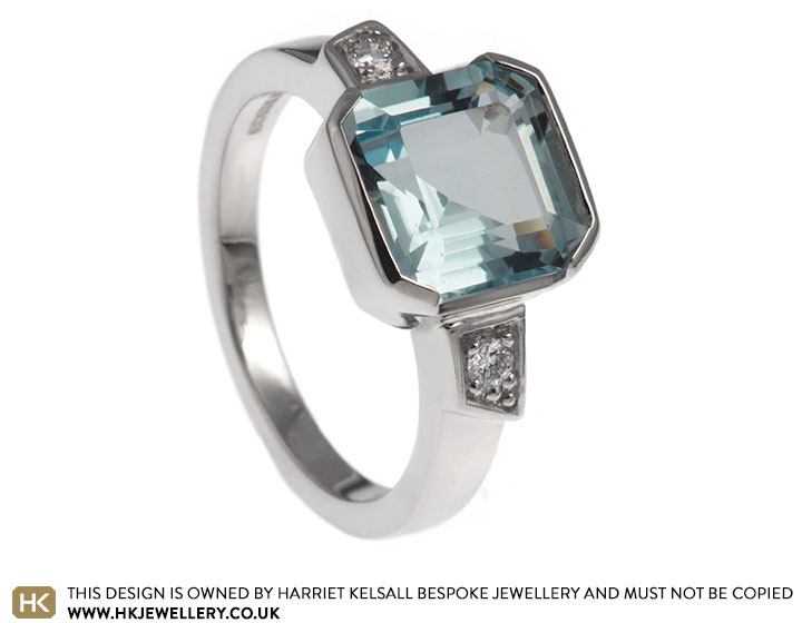 Swiss Blue Topaz Diamond And Palladium Art Deco Style