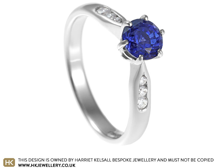 Platinum engagement ring with 1.01ct brilliant cut Ceylon Sapphire