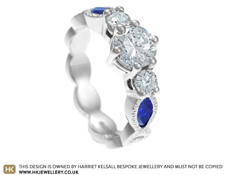 Christine's White Gold, Diamond and Sapphire Vintage Engagement Ring