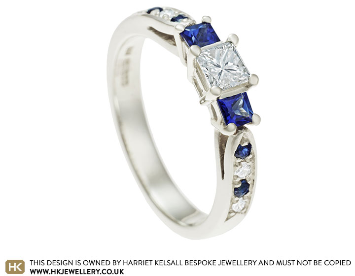 Katy's diamond and sapphire white gold engagement ring 