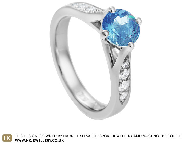 Victoria's aquamarine, diamond and platinum engagement ring