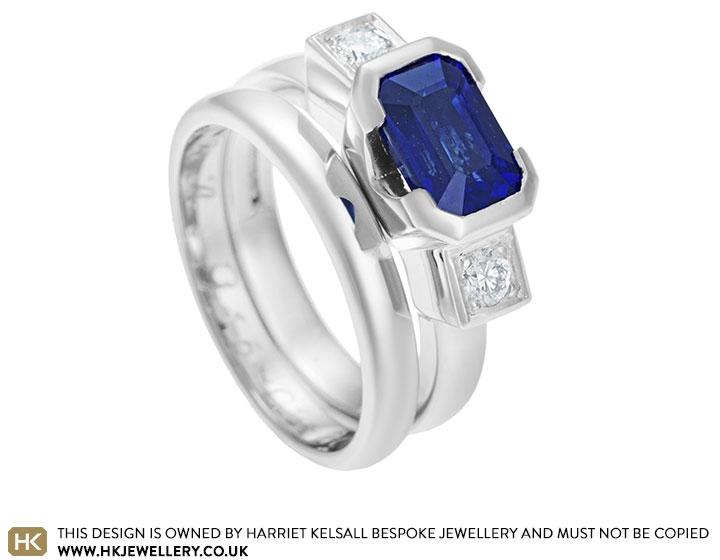 Anna's dramatic blue Sapphire and diamond ring