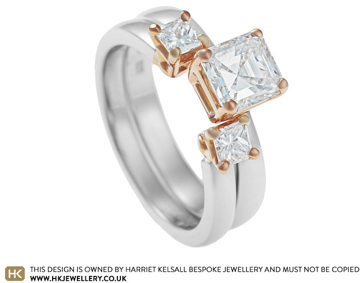 Kelly's open style wedding ring with princess cut diamonds