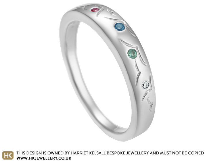 Katrina's alexandrite bird inspired eternity ring