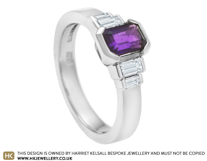 Art Deco inspired 0.48ct amethyst engagement ring