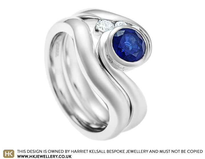 Louise's platinum and 0.83ct royal blue sapphire engagement ring